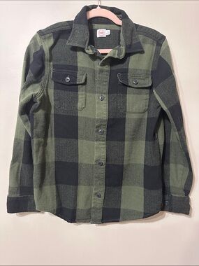 Wonder Nation Kids Green & Black Buffalo Plaid Button-Up Shirt